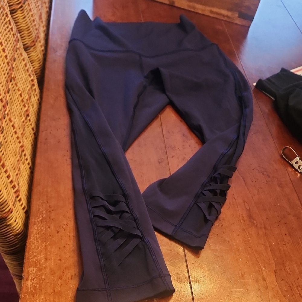 Blue Lululemon Leggings with Ruffle Detail